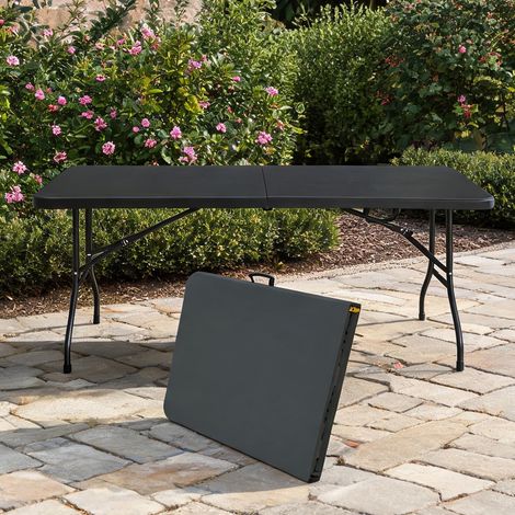 Table pliante 180 cm matte noir pour 6-8 personnes coloris noir (1/5)