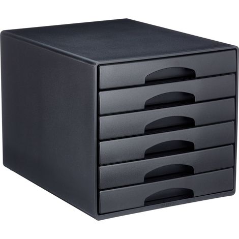 Leitz Plus Cassettiera a 6 Cassetti, Organizer per Riporre Documenti, Cataloghi e Riviste in Formato A4, Adatta per Casa e Ufficio, Nero, 52120095 (1/2)