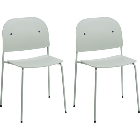 Conjunto de 2 sillas de comedor y cocina asiento sintético estructura de metal verde menta Windust