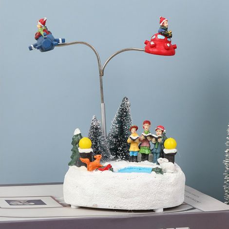 Drehbarer LED-beleuchteter Weihnachtsbaum mit Spieluhr, dekoratives Kunstharz (1/3)