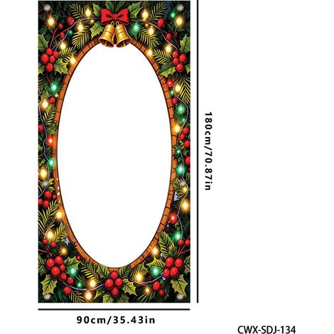 Décoration de porte décorative de Noël, motif Père Noël, sticker de porte festif, drapeau décoratif intérieur et extérieur - 90 x 180 cm (vinyle) - Style 5