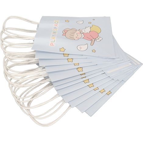 12 sacs cadeaux en carton kraft blanc réutilisables, grande capacité, avec poignées, pour travail et école, type 3 (1/5)