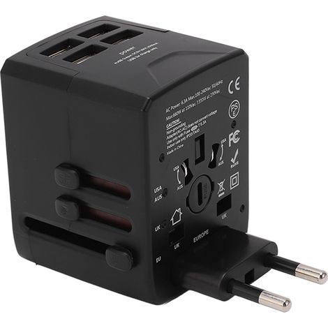 Adaptateur de voyage universel, convertisseur d'alimentation USB multifonctionnel, adaptateur d'alimentation international, prises standard européennes, britanniques, australiennes, américaines et jap (1/5)