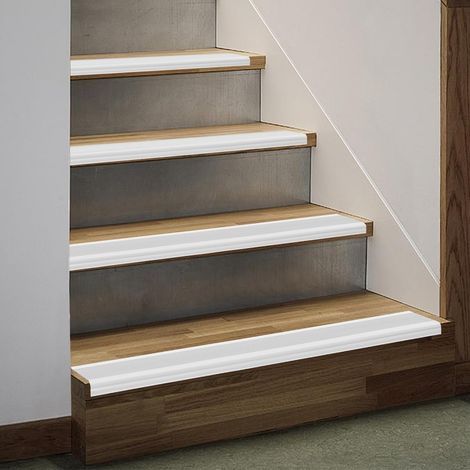 5 Meter treppenkantenprofil selbstklebend, 3 mm dicke Rutschfeste Treppenkantenschutz für verschiedene Oberflächen (Weiß) (1/5)