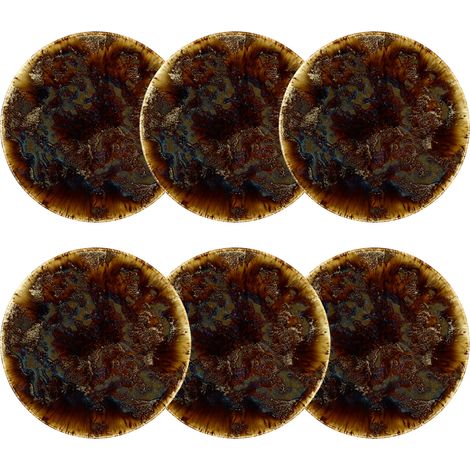 Lot de 6 assiettes à dessert en porcelaine 20cm, VOLCANO