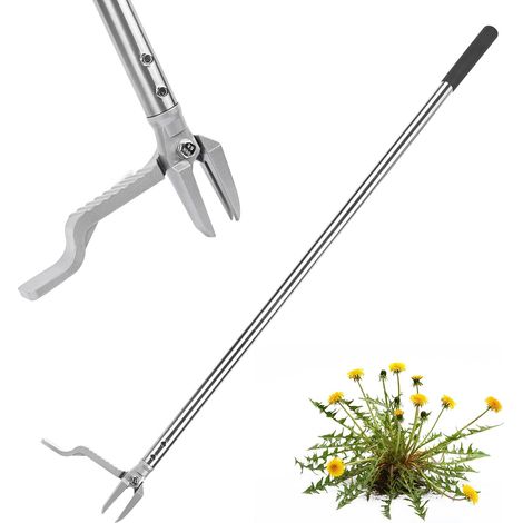 Weeding Tool with 3 Claws and Pedal, Foot Weeder, Stainless Steel Handle, Easy Weeder No Bend, Long Handle Weeder (1/5)