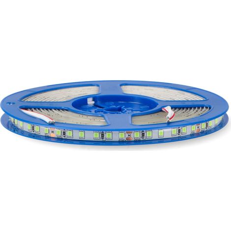 Ruban LED 24 V - 5 mètres, SMD3535, IP65, 120 LED/m, 1200 lm/m, couleurs : rouge, vert, bleu, PCB blanc, 185 g