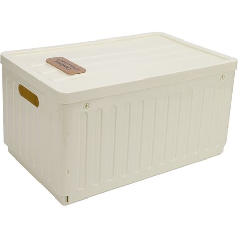 Organisateur de penderie pliable 9 compartiments bac de rangement vêtements avec couvercle lavable empilable boîte pliante pour pantalons pulls chemises beige (1/5)