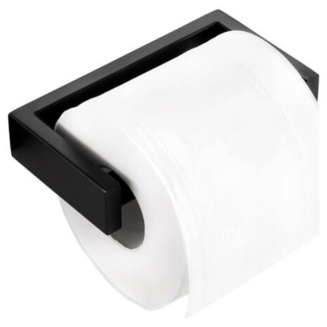 Schwarzer Toilettenpapierhalter, Badezimmer-Toilettenpapierhalter, Edelstahlfeder, gravierte Police-Oberfläche, Wandbehang