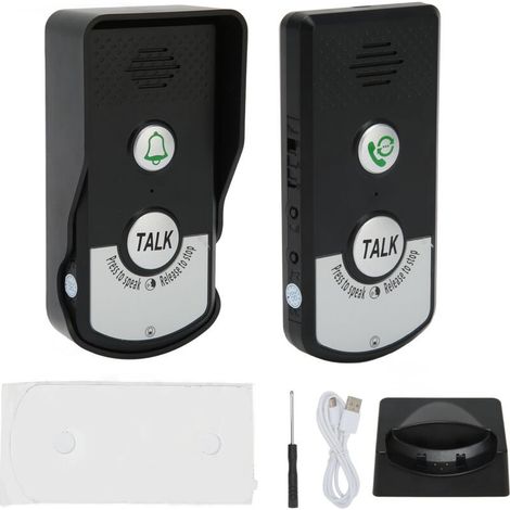 Lot de 2 Sonnette D'Interphone Vocal, 1000 M de Charge USB Intelligente sans Fil Appel Sonnette étanche sans Fil Interphone de Sonnette pour Bureau à Domicile - (1/5)