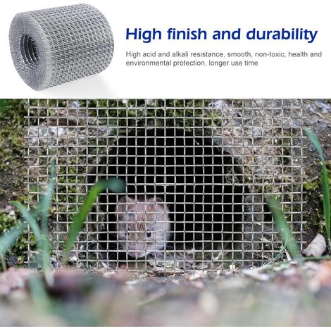 2 rouleaux de grillage métallique en acier inoxydable : WANDGU 10 cm x 8 m Grillage métallique avec gants, grillage métallique à mailles fines pour combler les espaces, protection contre les rongeurs, (1/2)