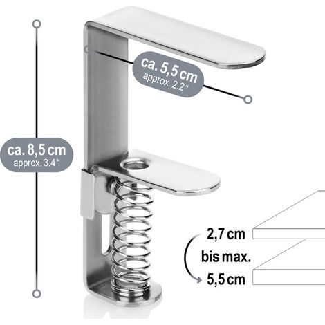 8 x Premium Stainless Steel Tablecloth Clips with Spring for 2.7 to 5.5 cm Thick Tables - Rustproof Tablecloth Clips for Indoor and Outdoor Use (1/4)