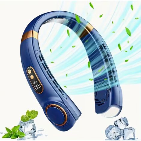 Ventilateur de cou, rechargeable par USB, ventilateur de cou portable silencieux à turbine pour une utilisation en extérieur, mini ventilateur sans pales-AquaForge