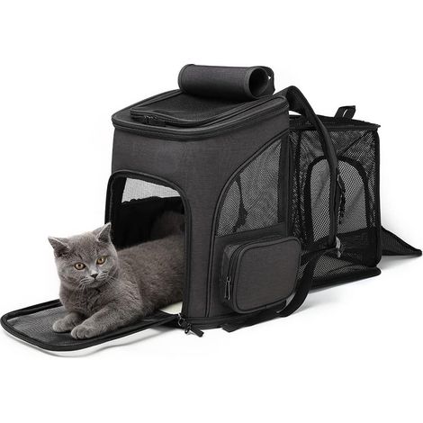 A&K 2in1 Animaux Sac à dos Chiens - Sac à dos pour chien - 42 x 33 x 27 cm - Jusqu'à 8 kg - Sac de voyage Chat & Chien - Sac de transport pour Chiens et Chats - Zwart (1/5)