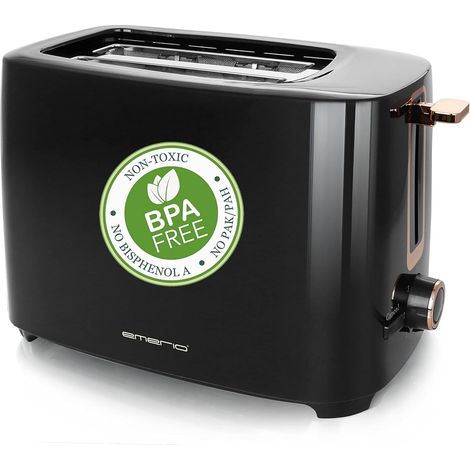 TO-125131.1 Grille-pain avec 2 fentes extra larges pour 2 tranches de pain dans un toast avec tiroir ramasse-miettes amovible, 7 niveaux de brunissage réglables, sans BPA, noir/doré (1/5)