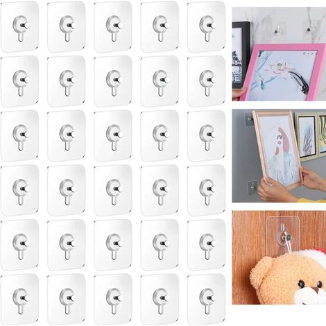Set di trenta ganci adesivi per quadri e cornici, non è necessaria la foratura, per appendere opere d'arte e foto - Crezuo
