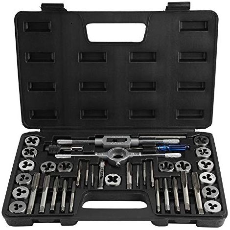 Lot de Tarauds et Filières M3 M4 M5 M6 M7 M8 M10 M12 avec Clés et Boîte de Rangement Portable Kit Tarauds à Goujure Filières de Filetage Extracteurs de Vis (1/5)