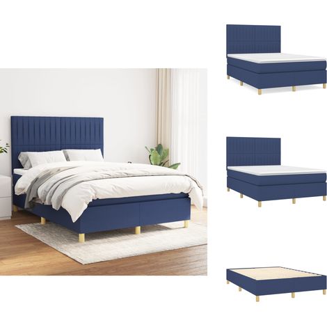 Boxspringbett mit Matratze Blau 140x200 cm Stoff - Boxspringbett - Doppelbett - Schlafsofa - Bettenrahmen - Matratze (1/5)