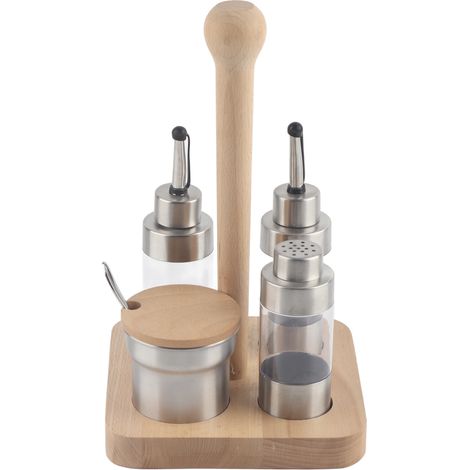 Cruet Condiment épices poivre Pot boîte assaisonnement stockage conteneur Pot support ensemble cuisine cuisson outil carré (1/5)