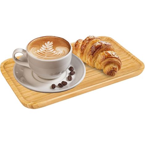 Plateau en Bois, 25×14×2cm Planche de Service en Bambou Rectangulaire, Plateau Petit Déjeuner en Bois Écologique, Rectangulaire Wooden Serving Tray, pour Salle de Bain, Cuisine, Cosmétiques (1/5)