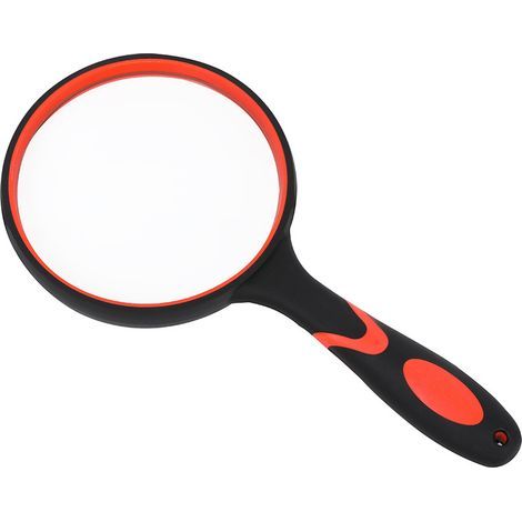Lente d'ingrandimento portatile 5x per anziani e bambini – Lente d'ingrandimento in vero vetro da 100 mm (4 pollici) per leggere libri, giornali, osservare insetti, ecc., arancione e nera (1/4)