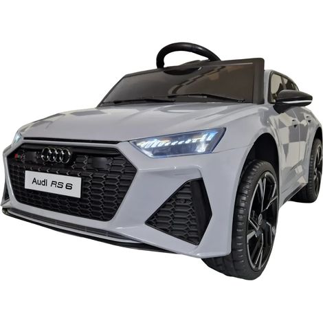 Macchina Elettrica Bambini 12V Grigio Telecomando e Sedile in Pelle