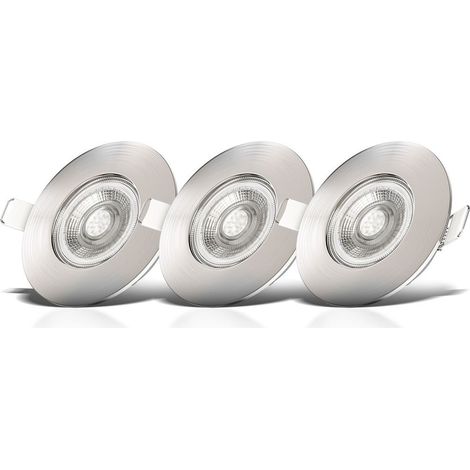3x spots à encastrer ultra-plats spéciales sdb IP44 nickel mat dimmables