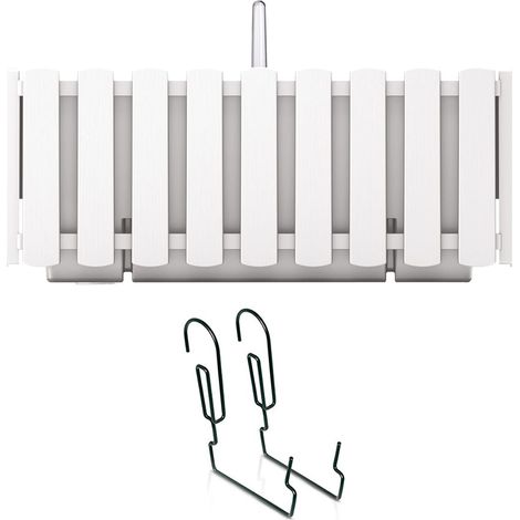 Jardinière de balcon Boardee 38x18x16 cm - Blanc (1/5)