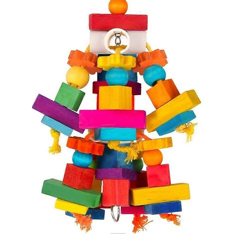 Grand perroquet jouet, oiseau jouets pour Cockatoos, Macaws.multicolored Natural en bois Blocks à mâcher jouets oiseau (1/5)