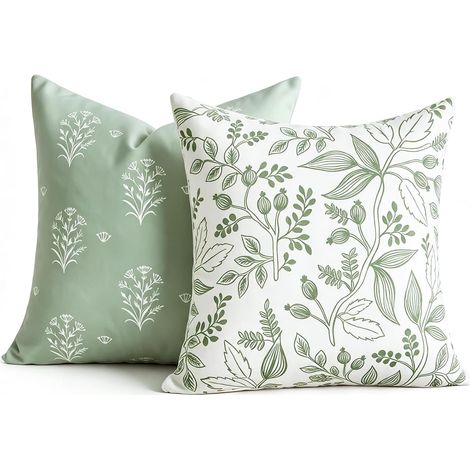 Housse Coussin Canapé Vert Sauge 40 x 40 Housses de Coussin Velours Décoratif Moderne Plantes Fleuri Taie d'oreiller Decoration pour Chambre Sofa Salon Lit Chaise Maison Jardin Fauteuil Lit (1/5)