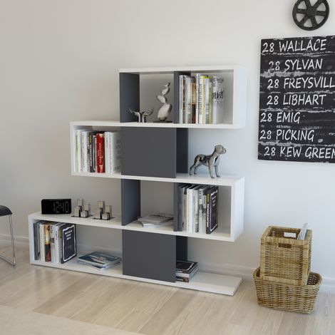 Decorotika Karlin Modern Biblothèque Bookshelf – Decorative Etager - Blanc And Anthracite (1/3)