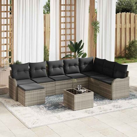 Gartensofa-set Hellgrau Poly-Rattan
