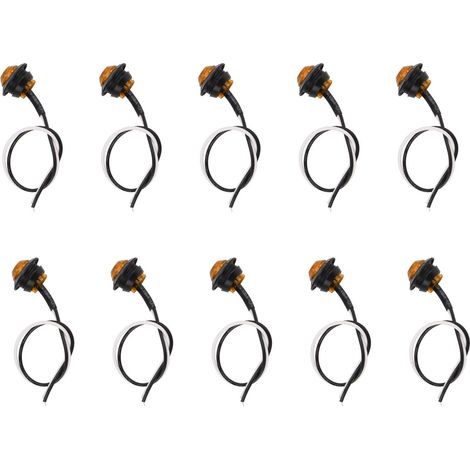 10 feux de position latéraux 3LED IP68 étanches, indicateurs de gabarit ronds universels pour camion, voiture, camping-car, lumière jaune (1/5)