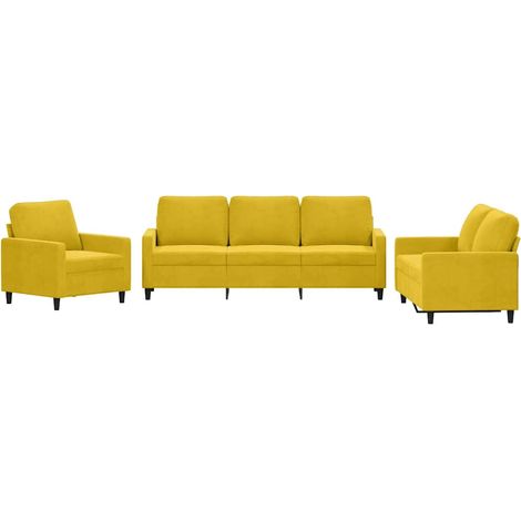 Maison Exclusive - Set di Divani 3 pz con Cuscini giallo in Velluto