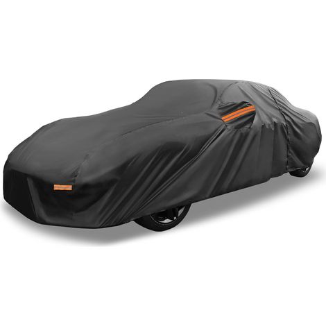 Housse De Voiture Imperméable 1pc Noir, 190T-PU, 400x175x115cm, Anti-UV, Protection Pluie/Soleil, Bandes Réfléchissantes, Extérieur, Toutes Saisons (1/5)