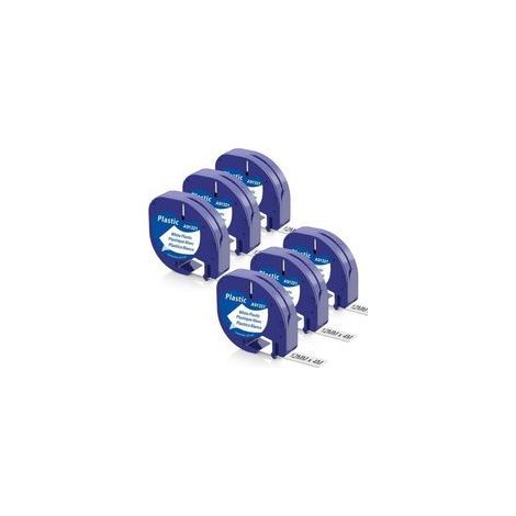 6X Compatible Dymo Ruban 12mm x 4m pour Dymo Letratag XR LT-100H LT-100T Letratag 200B Étiqueteuse, Recharge Dymo Letratag Rruban Plastique Noir sur blanc