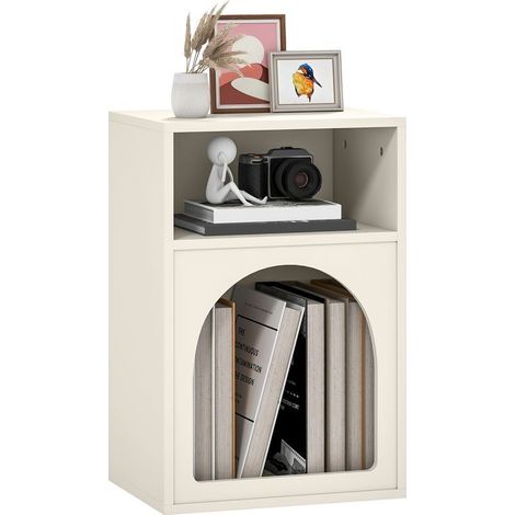 Table of bedside vehicle to 2 compartment open, design in shape of arche, 40 x 30 x 60 cm, cream (1/5)