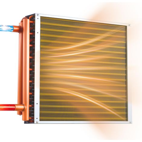 VEVOR Scambiatore di Calore Acqua-Aria 457 x 457 mm, Serpentina HVAC con Tubi in Rame e Alette in Alluminio, Fino a 120K BTU, per Riscaldamento Idronico, Caldaie a Legna e Sistemi di Raffreddamento (1/5)