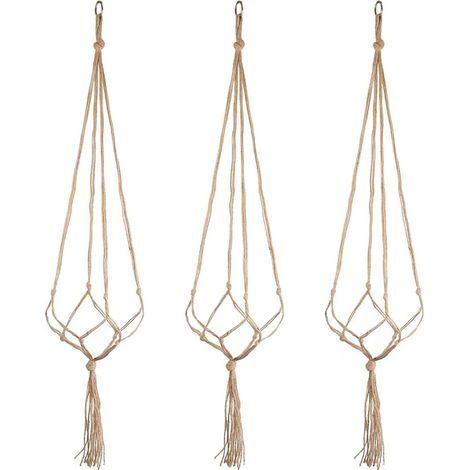 Ensemble de suspensions pour plantes, suspensions en jute pour pots de fleurs, supports à plantes en macramé avec porte-clés pour la décoration intérieure et extérieure (1/5)