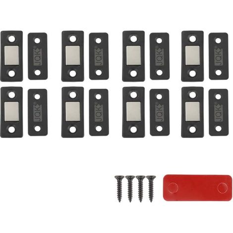 Set mit 8 ultradünnen schwarzen Türverschlüssen für Schiebetüren, Küchen- und Schranktüren (HCC200-PB-P8) - Crezuo