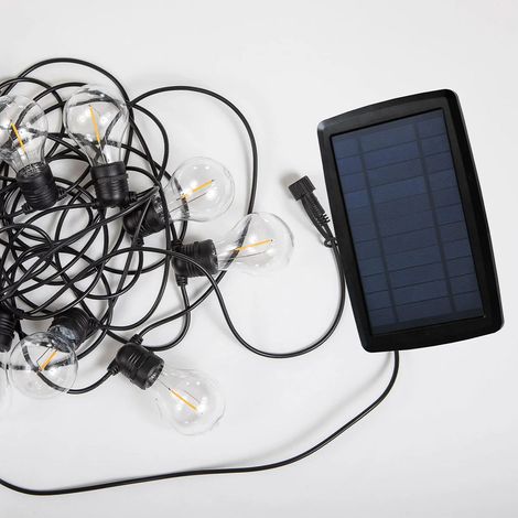 LED Lichterkette außen Solar 10x E27 IP44 2700 K warmweiß 500 cm lang Außenlichterkette Solar für Garten Balkon (1/2)