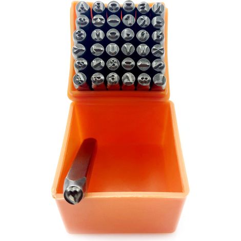 Jeu de 37 Poinçons Acier 26 Lettres et 9 Chiffres, Outil de Marquage Carbone avec Boîte de Rangement (1/5)