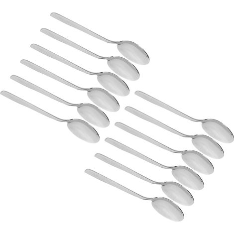 12 Cuillères à Dessert Longues en Acier Inoxydable 316 pour Café et Soupe