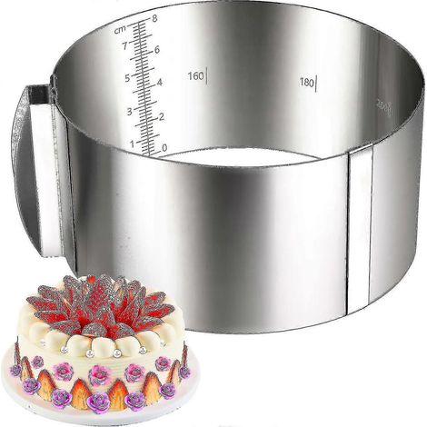 Moule à gâteau rond en acier inoxydable, cercle à pâtisserie ajustable, moule à mousse de 15 à 30 cm de diamètre.