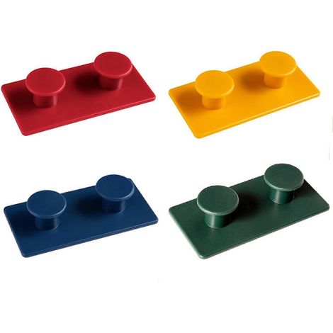 Lot de 4 crochets muraux adhésifs sans per age, en forme blocs construction, multi-usages, pour clés, masques, cables chargement - (1/5)