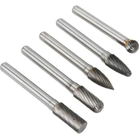 5PCS Fraise Rotative Carbure de Tungstène Tige 6mm 1/4in pour Polissage Meulage Sculpture Bois (1/5)
