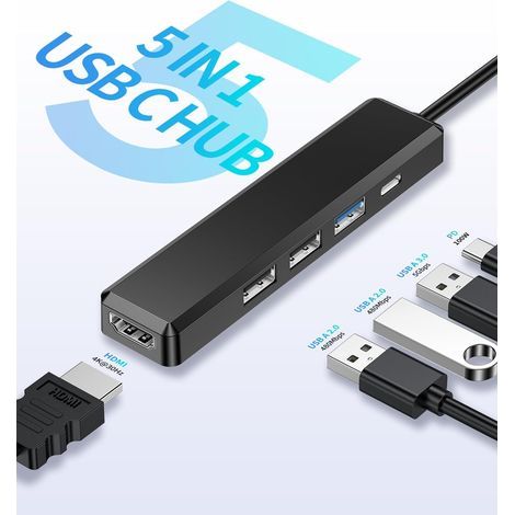 Multifunktionaler 5-in-1 USB-C-Hub, 100-W-PD-Schnellladefunktion, 4K-HDMI-Erweiterungsstation, kompatibel mit MacBook Pro/Air und iPhone (1/5)