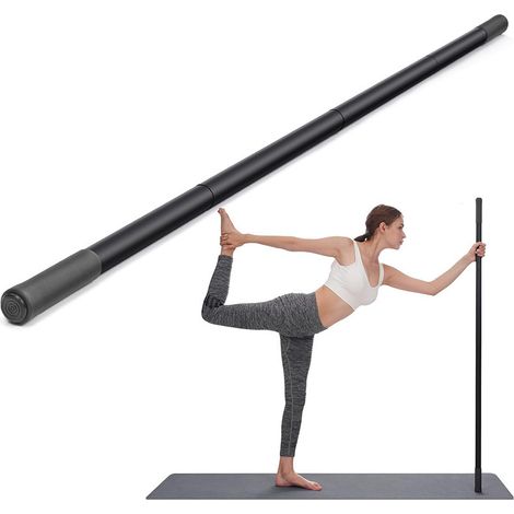 Bâton d'étirement de yoga détachable (4 sections) – Barre de yoga en métal avec poignée antidérapante – Aide portable pour la posture et les exercices – Longueur totale : 151 cm (1/4)