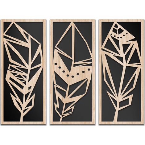 PIUME 100x70 cm - Quadro arredo LASERCUT composito Legno e PVC - Misura: 100x70 cm (1/3)