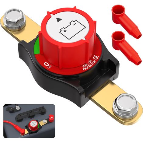 Interruttore di disconnessione batteria impermeabile con terminali laterali da 12V-48V 275A per batterie marine da 12 Volt per auto, camper, barche, ATV e veicoli fuoristrada. (1/5)